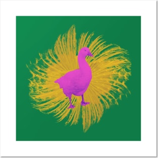 Pink Duck with mustard yellow feathers Posters and Art